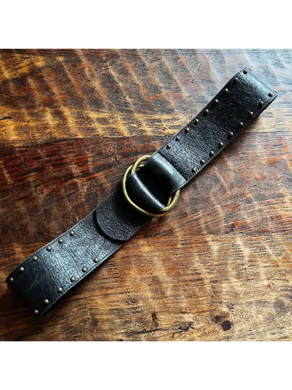 Vintage Neiman Marcus Streets Ahead M Black Leather And Solid Brass Bohemian Bel